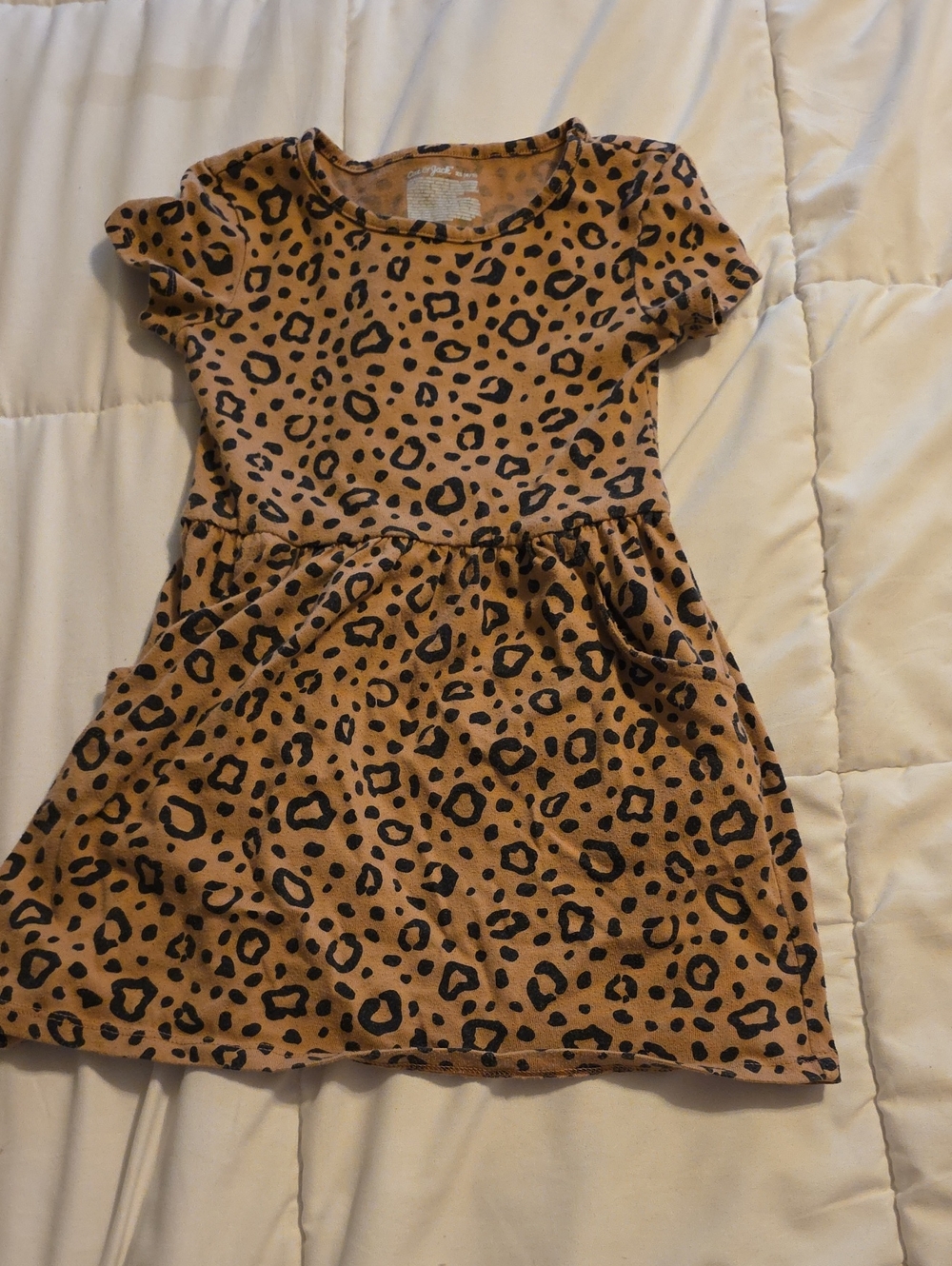 Cat & Jack Tan and Black Leopard Print Short Sleeve Dress